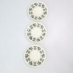 taylor smith summer morn rooster 6" small plates saucers green mcm set of 3